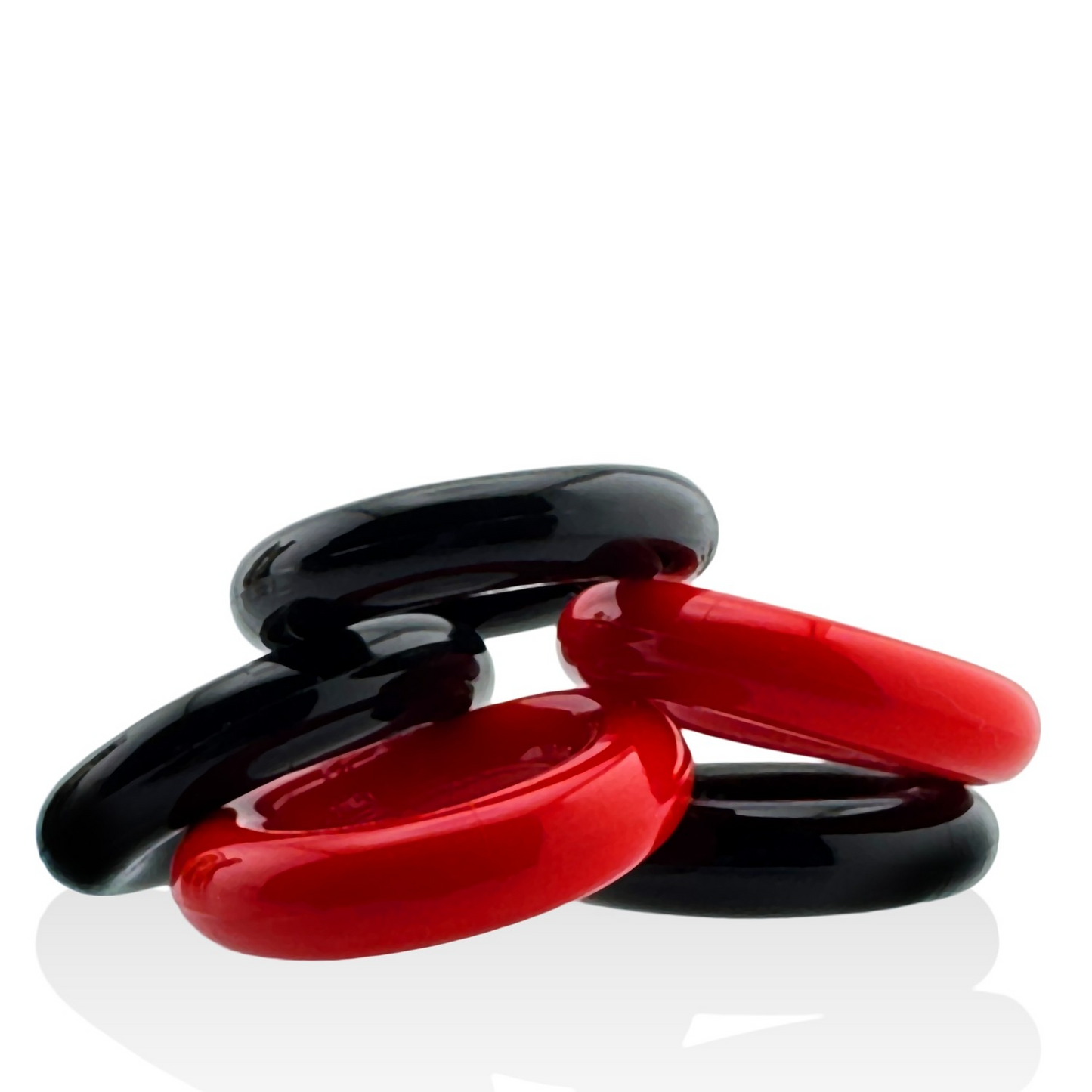 JACKER 5-STACK five-pack tube super-strong cockrings RED/BLACK