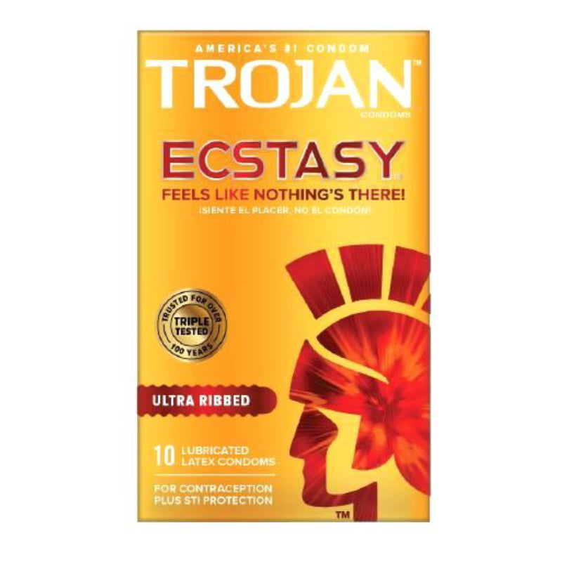 Trojan Ecstasy Ultra Ribbed Condoms - UltraSmooth Lube