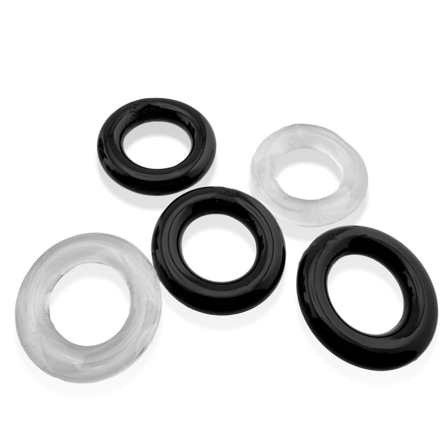JACKER 5-STACK five-pack tube super-strong cockrings CLEAR/BLACK