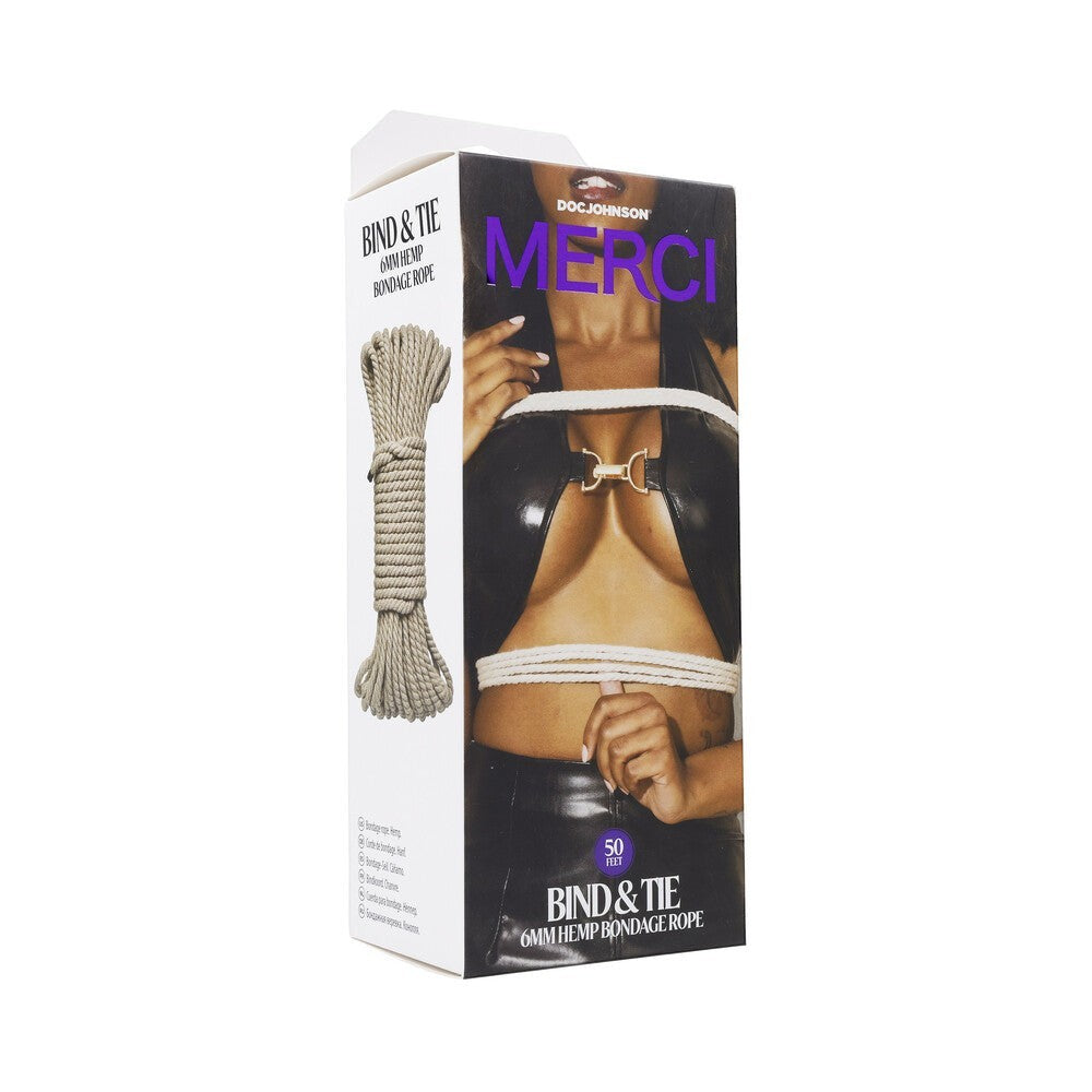 Merci Bind & Tie 6mm Hemp Bondage Rope 50'' - Natural