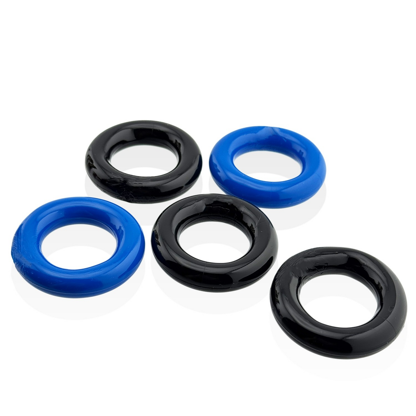 JACKER 5-STACK five-pack tube super-strong cockrings BLUE/BLACK