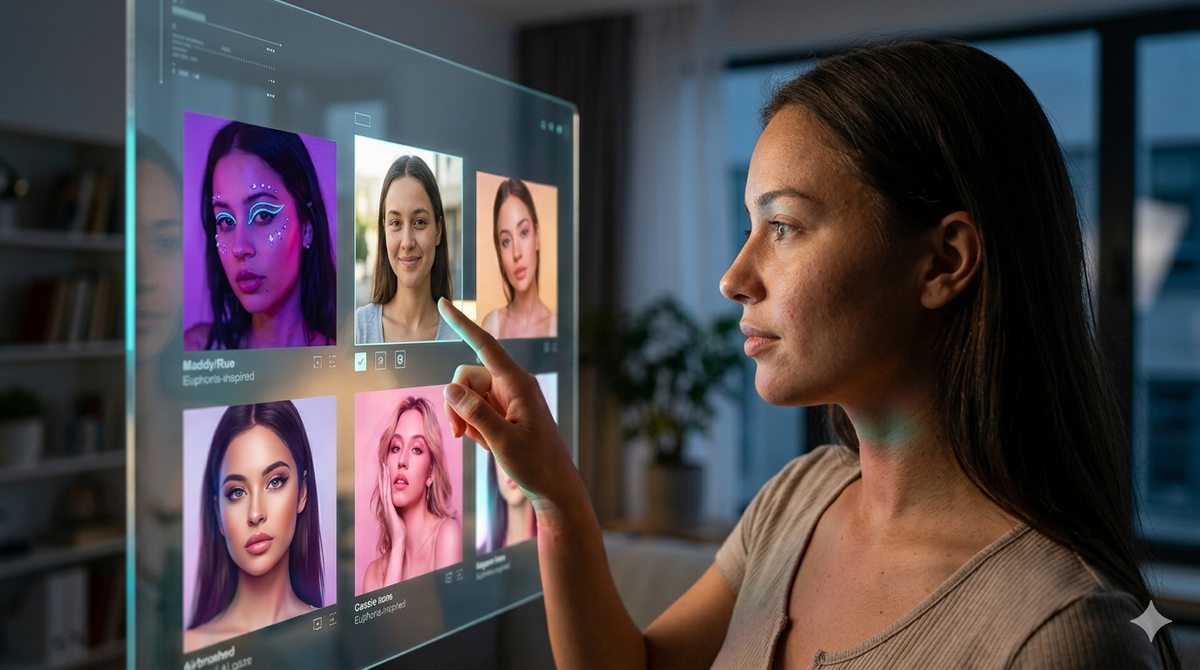 Cinematic neon lighting reflecting the Adult Gaze vs Authentic Intimacy