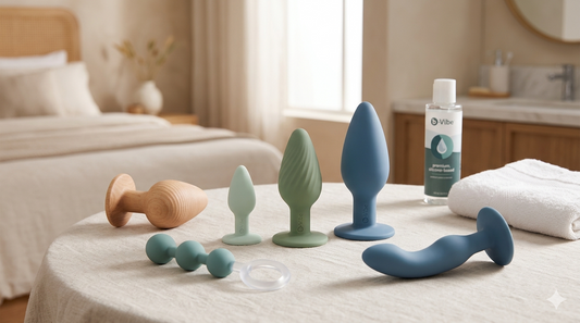 Beginner-friendly silicone butt plug with flared base for safe anal stimulation