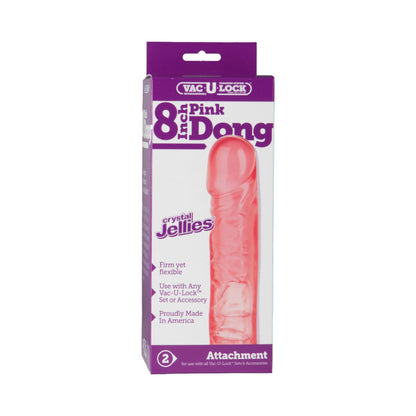 Doc Johnson Vac-U-Lock - Crystal Jellies 8in Pink Dong