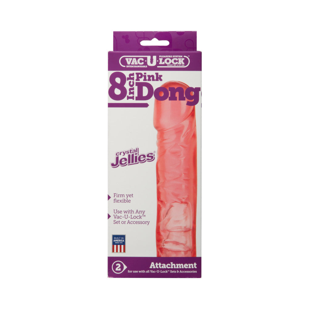Doc Johnson Vac-U-Lock - Crystal Jellies 8in Pink Dong