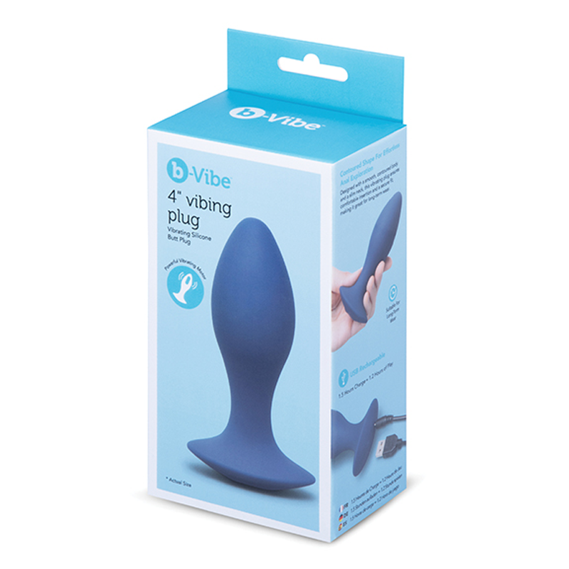 b-Vibe 4" Vibing Plug - Vibrating Anal Plug 3 Speeds & 7 Patterns