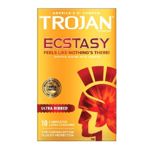 Trojan Ecstasy Ultra Ribbed Condoms - UltraSmooth Lube