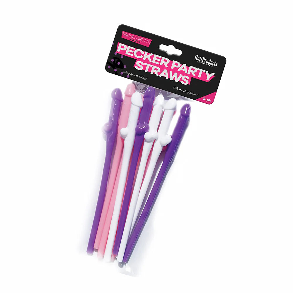 Hott Products Party Pecker Sipping Straws - Neon 10-Pack