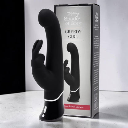 Fifty Shades of Grey Greedy Girl Rechargeable Silicone G-Spot Rabbit Vibrator Black