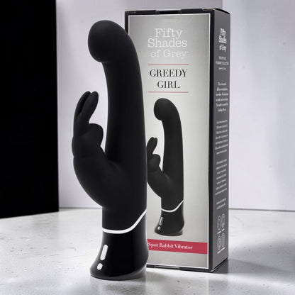 Fifty Shades of Grey Greedy Girl Rechargeable Silicone G-Spot Rabbit Vibrator Black