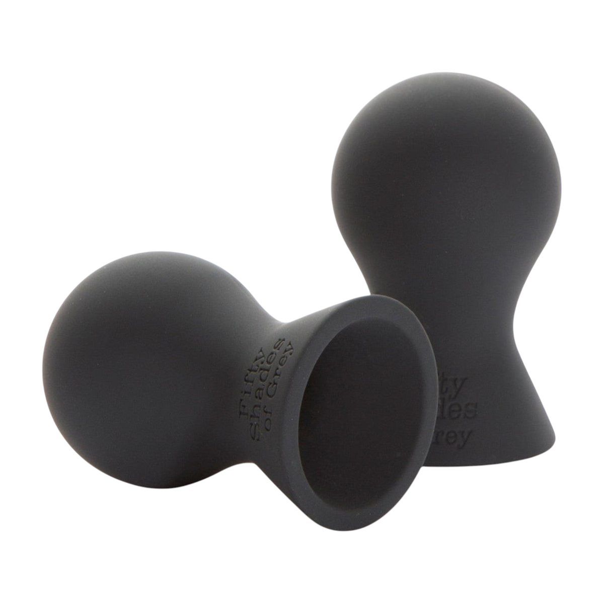 Teasers de pezón de silicona negra de PlayLoveToys, parte de la colección Fifty Shades of Grey para estimulación suave.