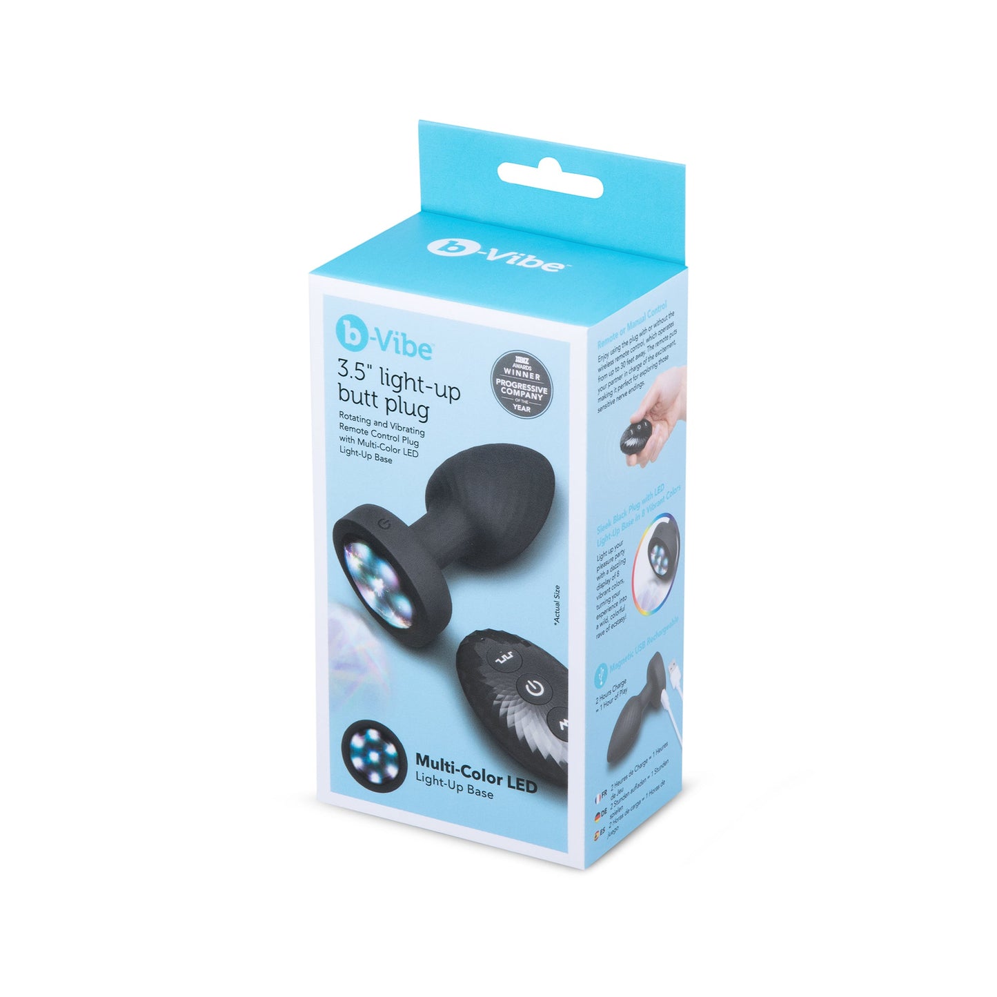 b-Vibe Light-Up Butt Plug 3.5" - Multi-Color LED & Remote Control