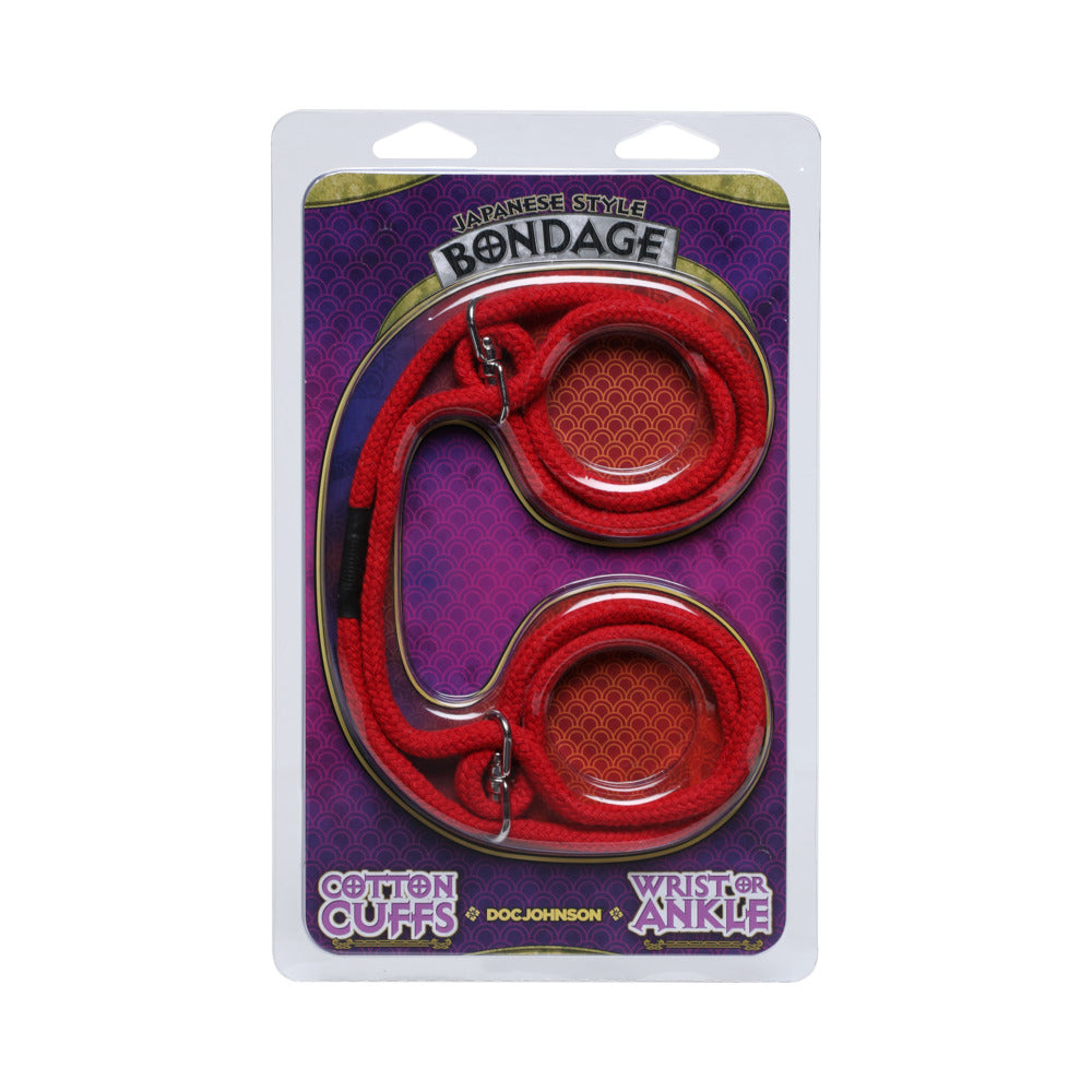 Doc Johnson Japanese Style Bondage Cotton Wrist & Ankle Cuffs Red