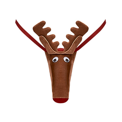 Male Power Novelty Rock Hard Rudy Reindeer G-String - Brown O/S