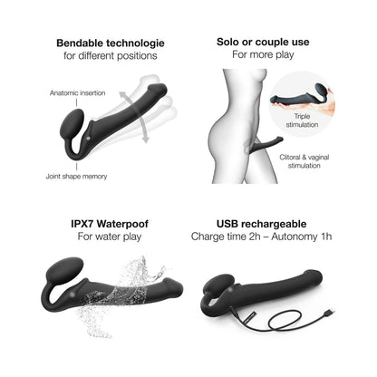 Strap-On-Me Vibrating Bendable Dildo - Harness Compatible