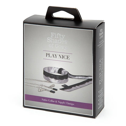 Fifty Shades of Grey Play Nice - Satin Collar With Lace Trim & Adjustable Nipple Clamps