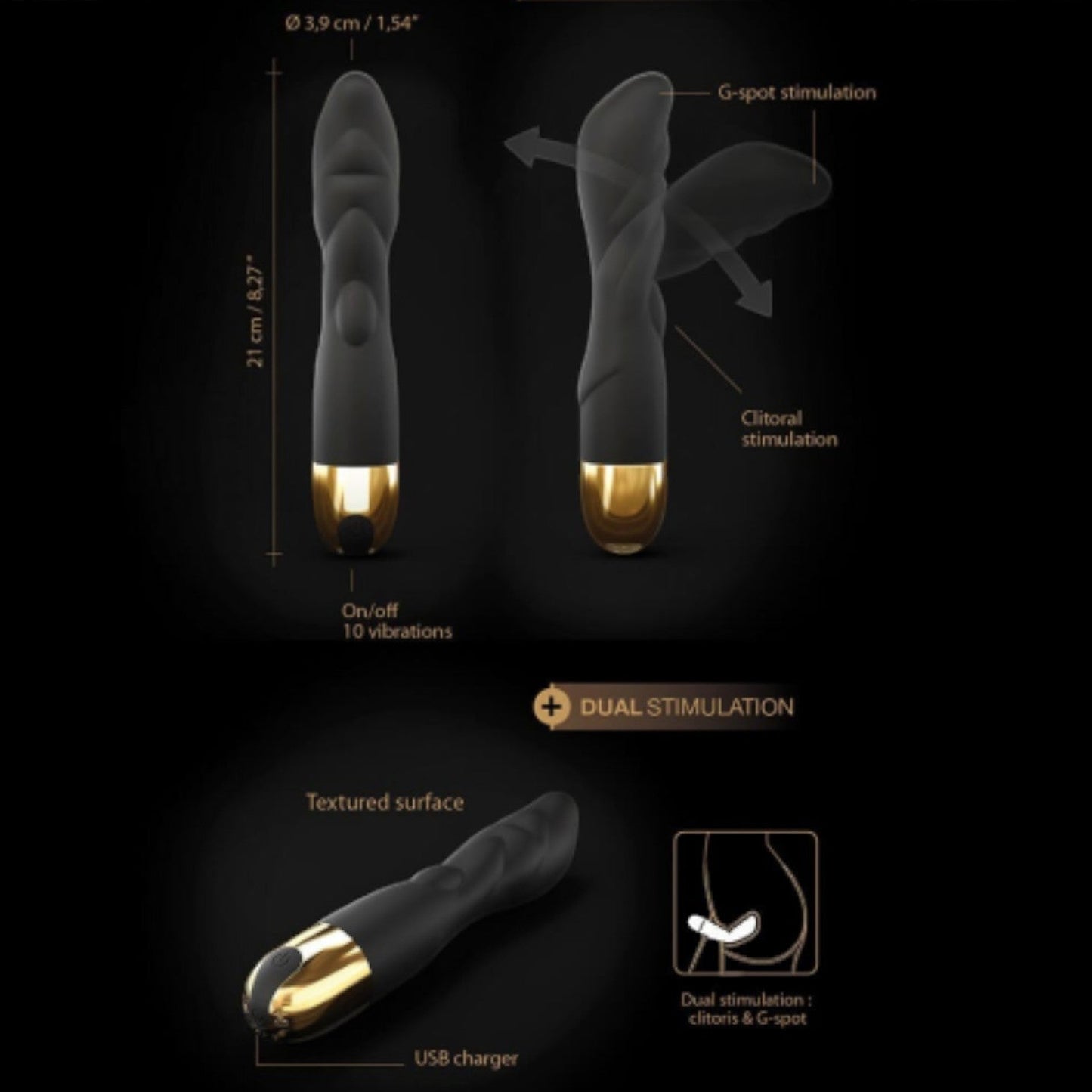 Dorcel Flexi & Joy - Bendable G-Spot & Clitoris Vibrator Black/Gold
