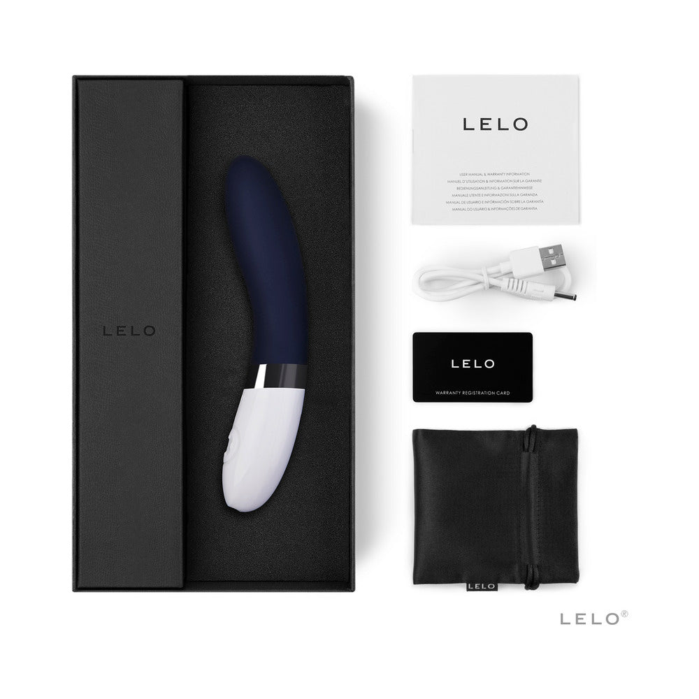 LELO LIV 2 product with packaging, cable, and pouch on a white background