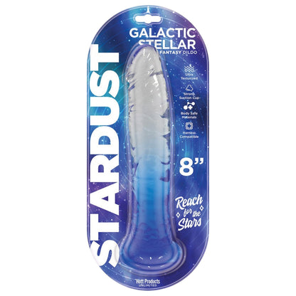 Hott Products Stardust Galactic - Stellar Textured 8 in. Jelly Fantasy Dildo Crystal Blue
