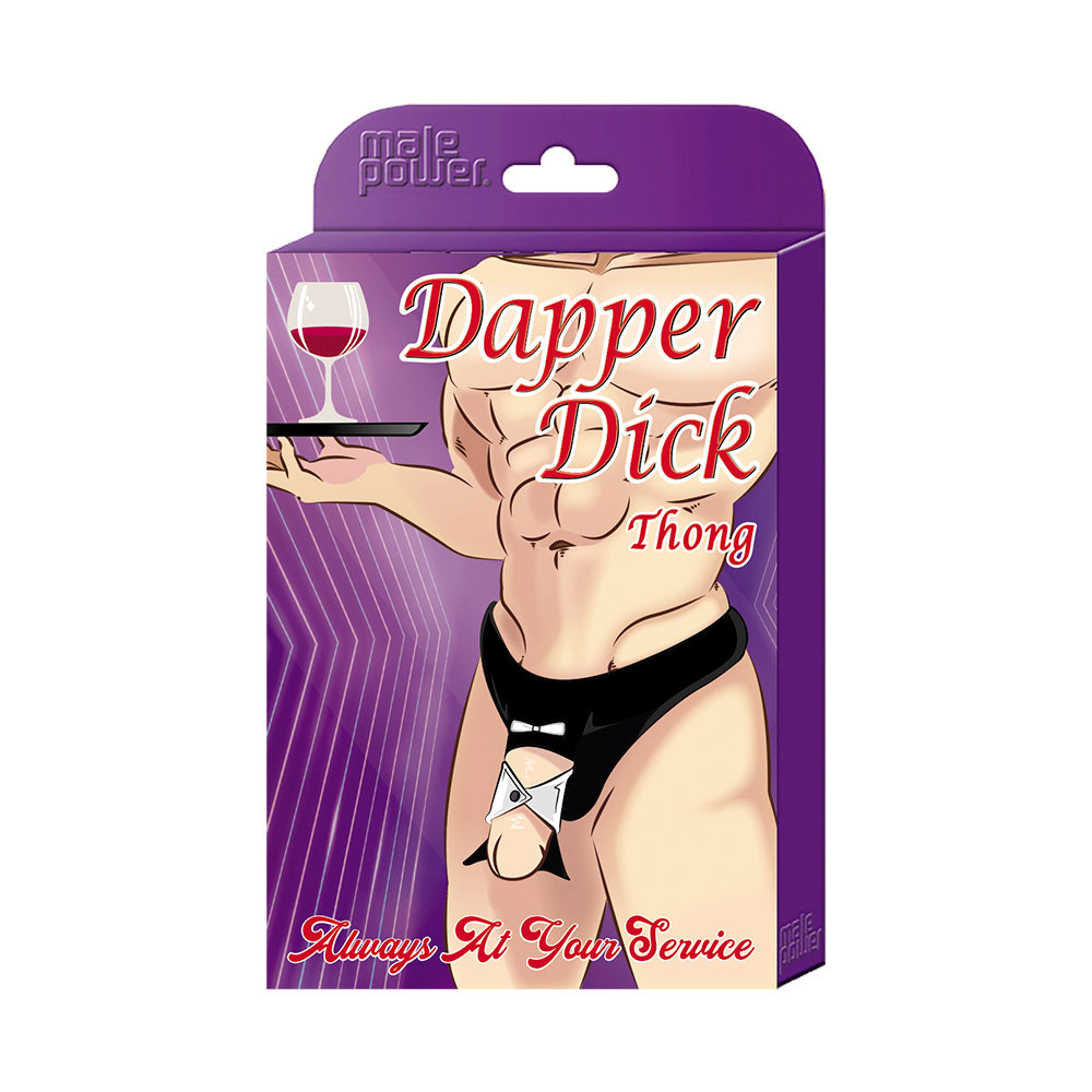 Male Power Novelty Dapper Dick Tuxedo Thong - Black O/S