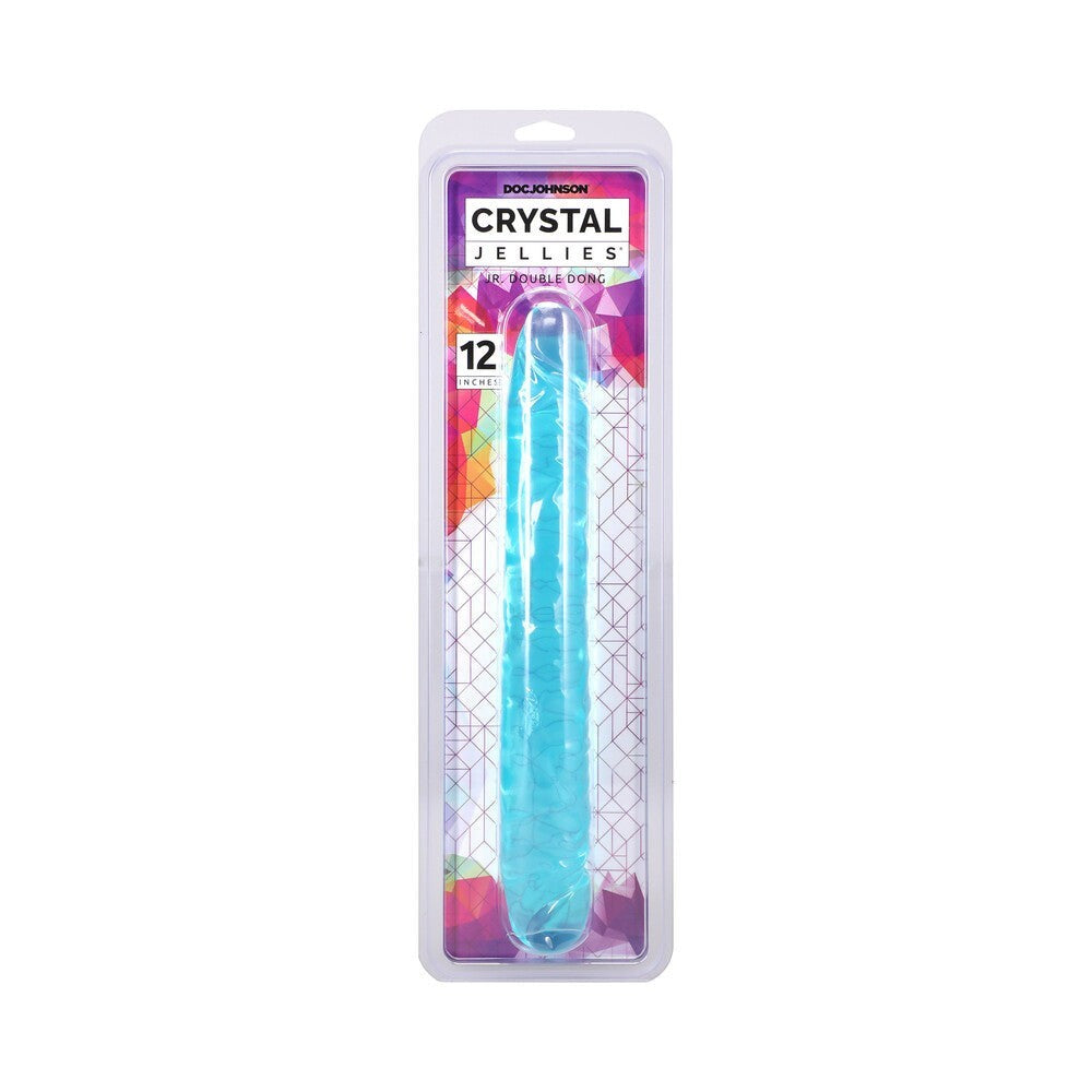 Doc Johnson Crystal Jellies Double Dong Jr. 12in - Purple, Teal & Pink