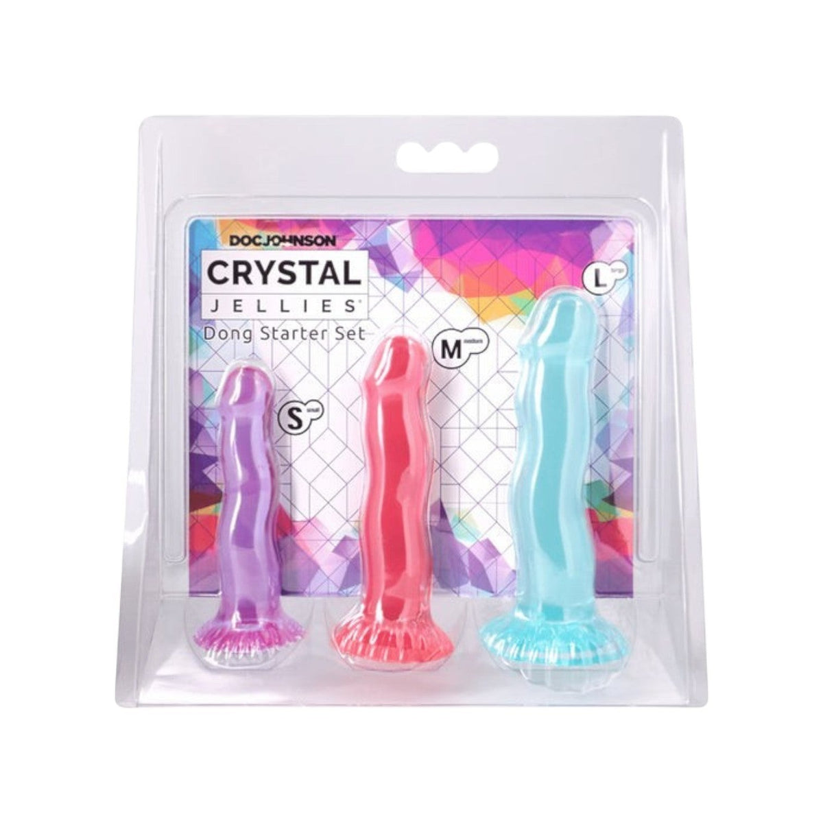 Crystal Jellies Dong Starter 3-Piece Set Purple/Pink/Teal -