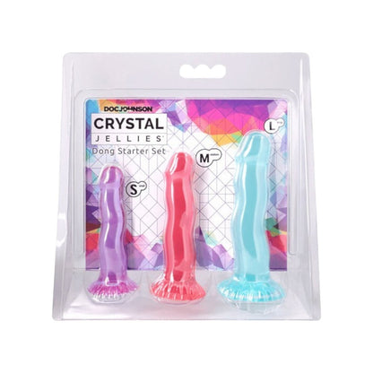 Crystal Jellies Dong Starter 3-Piece Set Purple/Pink/Teal -