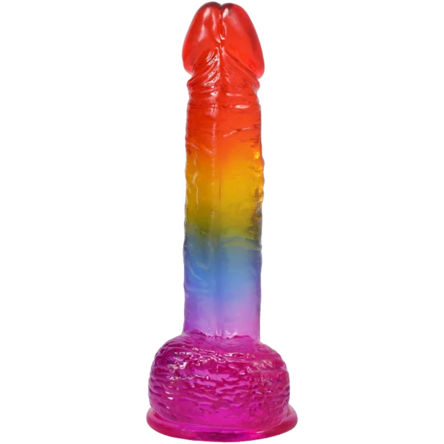 Crystal Jellies 8.5 in. Realistic Cock with Balls Rainbow