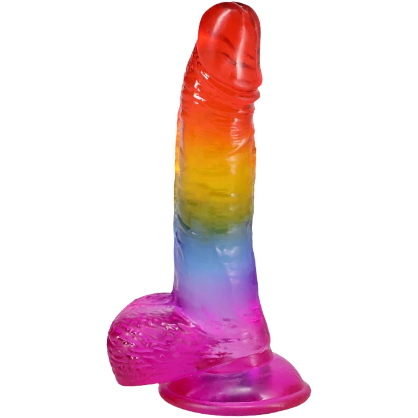Crystal Jellies 8.5 in. Realistic Cock with Balls Rainbow