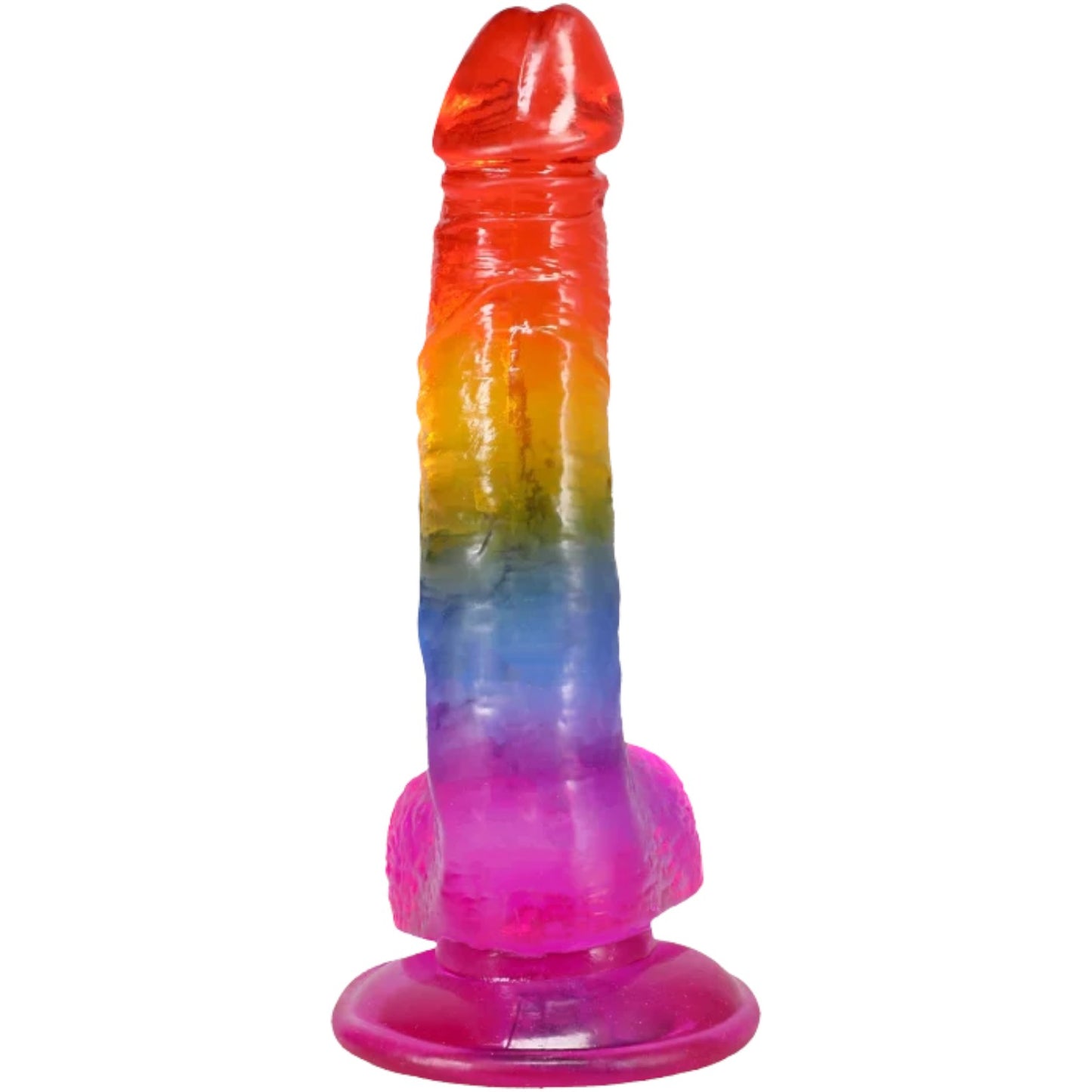 Crystal Jellies 8.5 in. Realistic Cock with Balls Rainbow