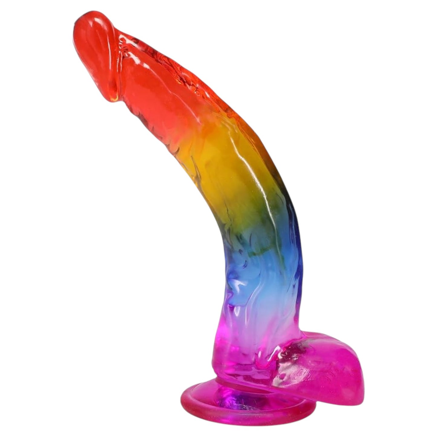 Doc Johnson Crystal Jellies - Realistic Cock with Balls 9.5in Rainbow