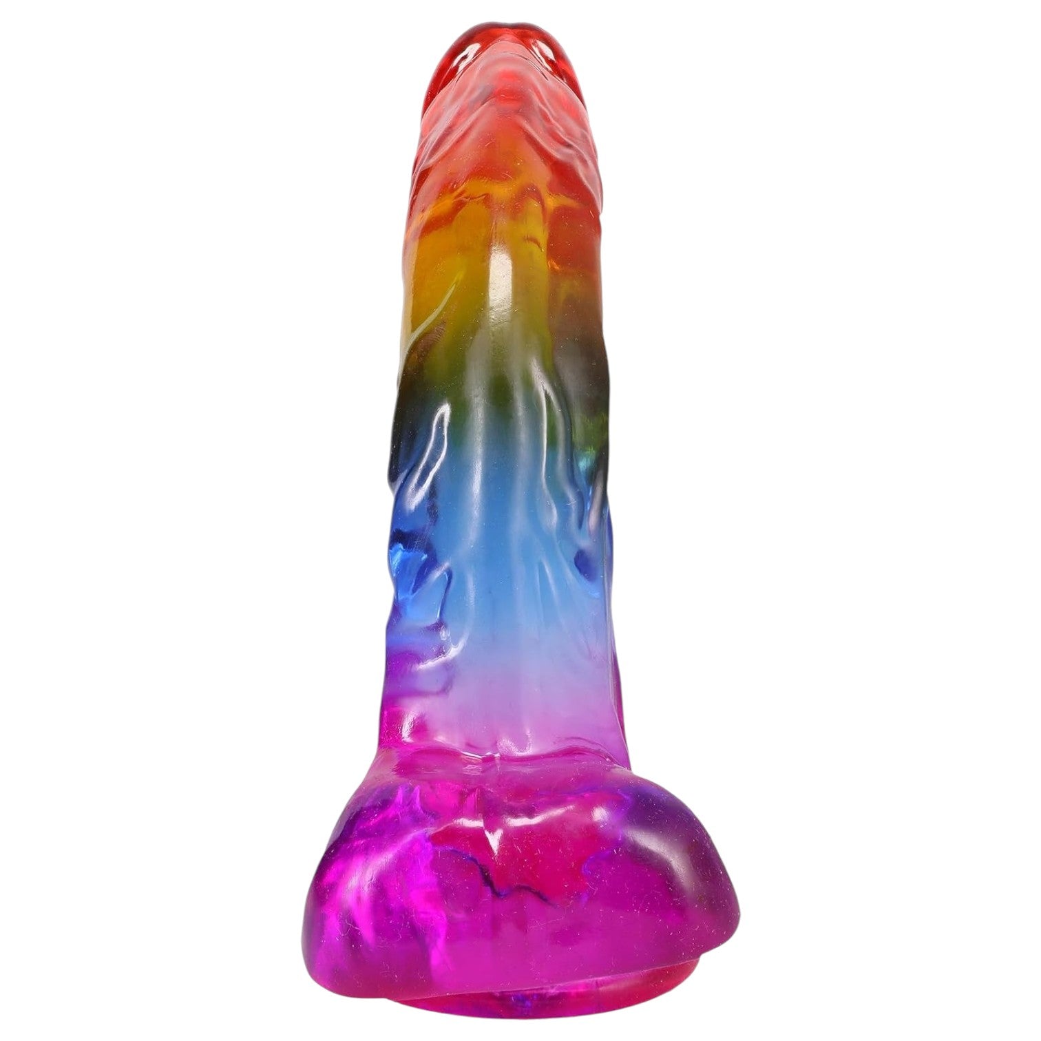 Doc Johnson Crystal Jellies - Realistic Cock with Balls 9.5in Rainbow