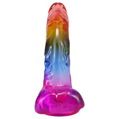 Doc Johnson Crystal Jellies - Realistic Cock with Balls 9.5in Rainbow