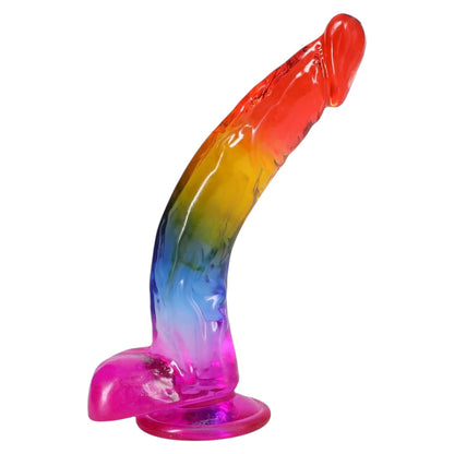 Doc Johnson Crystal Jellies - Realistic Cock with Balls 9.5in Rainbow