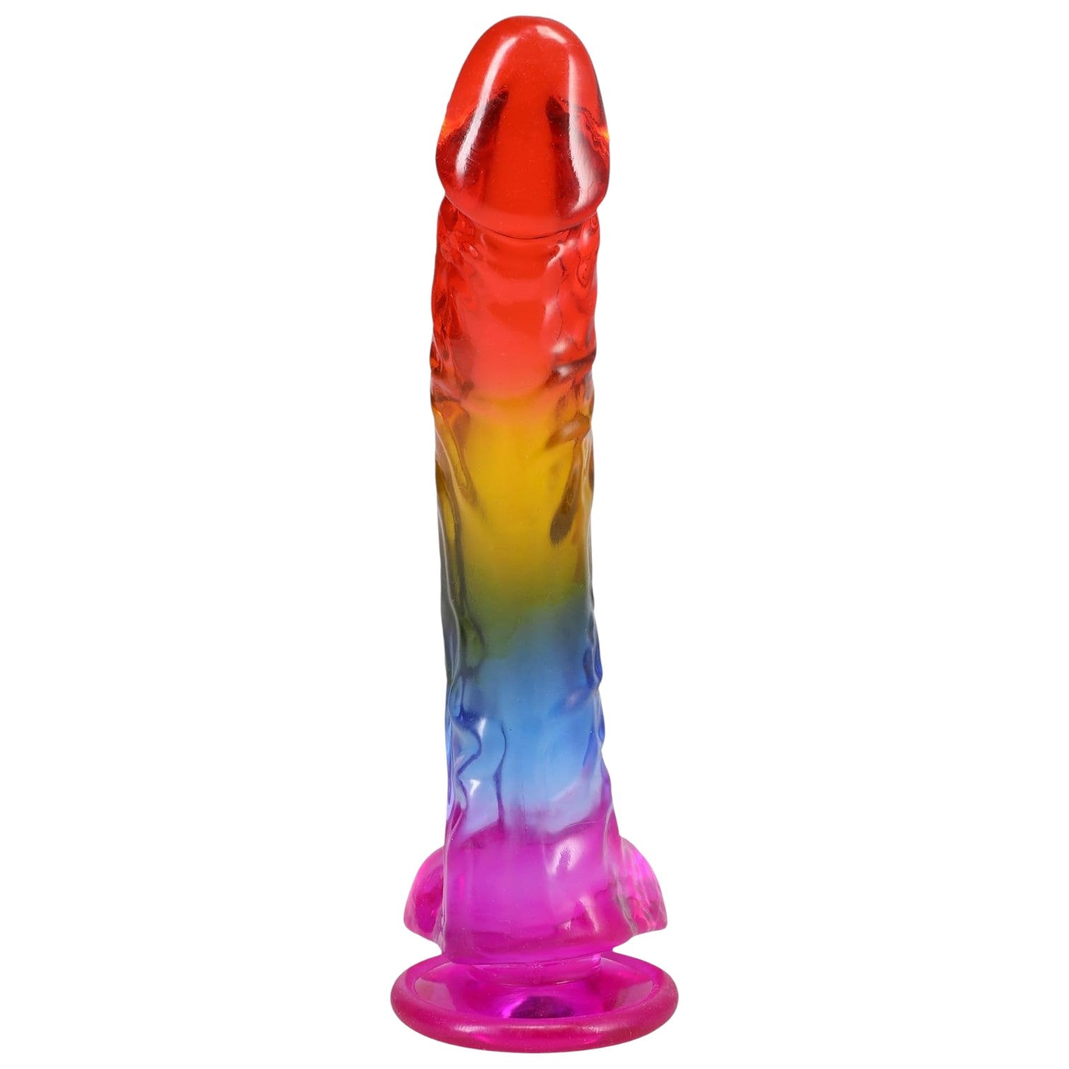 Doc Johnson Crystal Jellies - Realistic Cock with Balls 9.5in Rainbow