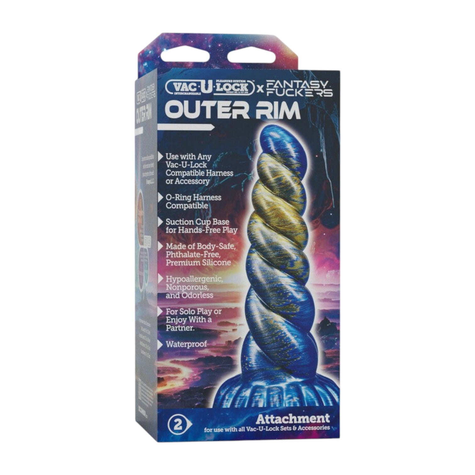 Doc Johnson Fantasy Fuckers - Outer Rim Ridged Silicone Dildo Blue/Gold