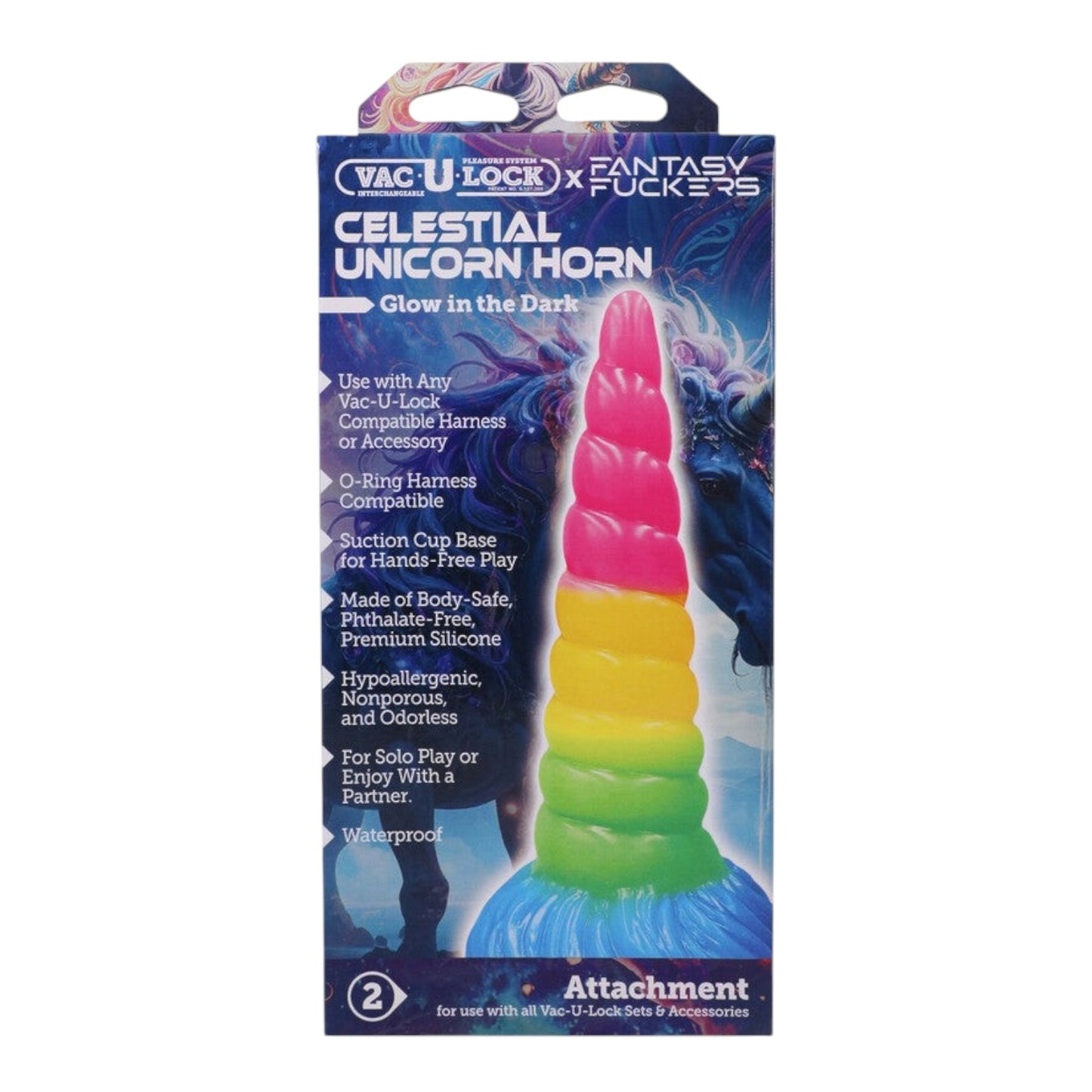 Doc Johnson Fantasy Fuckers - Celestial Unicorn Horn Glow-in-the-Dark Dildo