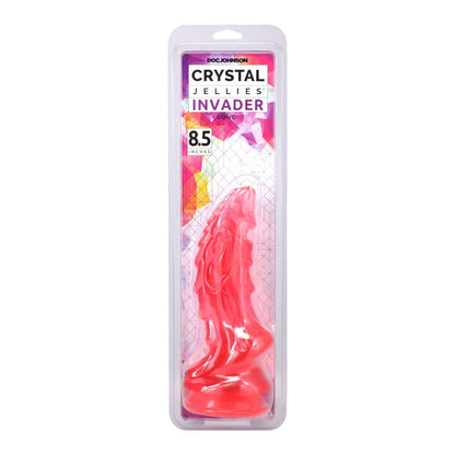 Doc Johnson Crystal Jellies Invader 8.5in Fantasy Dildo - Pink, Purple, Teal & Clear