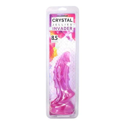 Doc Johnson Crystal Jellies Invader 8.5in Fantasy Dildo - Pink, Purple, Teal & Clear