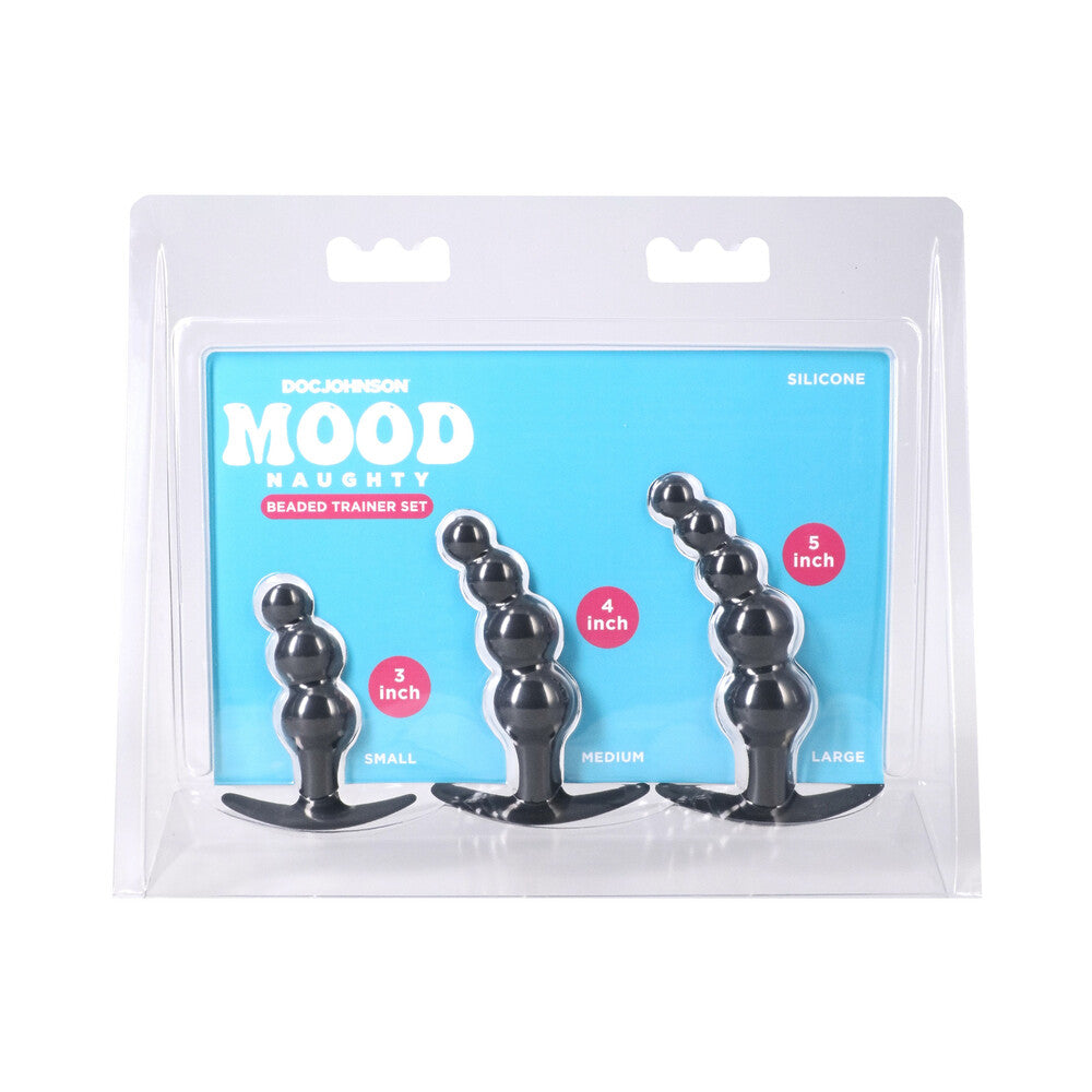 Doc Johnson Mood Naughty Beaded Trainer Set - 3-Piece Silicone Anal Kit