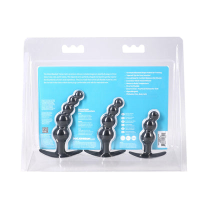 Doc Johnson Mood Naughty Beaded Trainer Set - 3-Piece Silicone Anal Kit