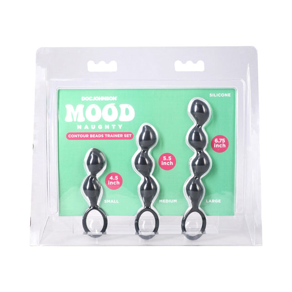 Doc Johnson Mood Naughty Contour Beads Trainer Set - 3-Piece Silicone Anal Kit