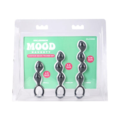 Doc Johnson Mood Naughty Contour Beads Trainer Set - 3-Piece Silicone Anal Kit