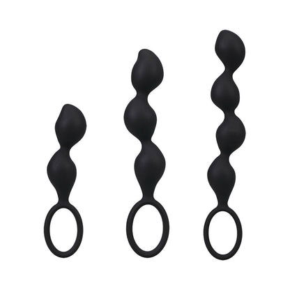 Doc Johnson Mood Naughty Contour Beads Trainer Set - 3-Piece Silicone Anal Kit