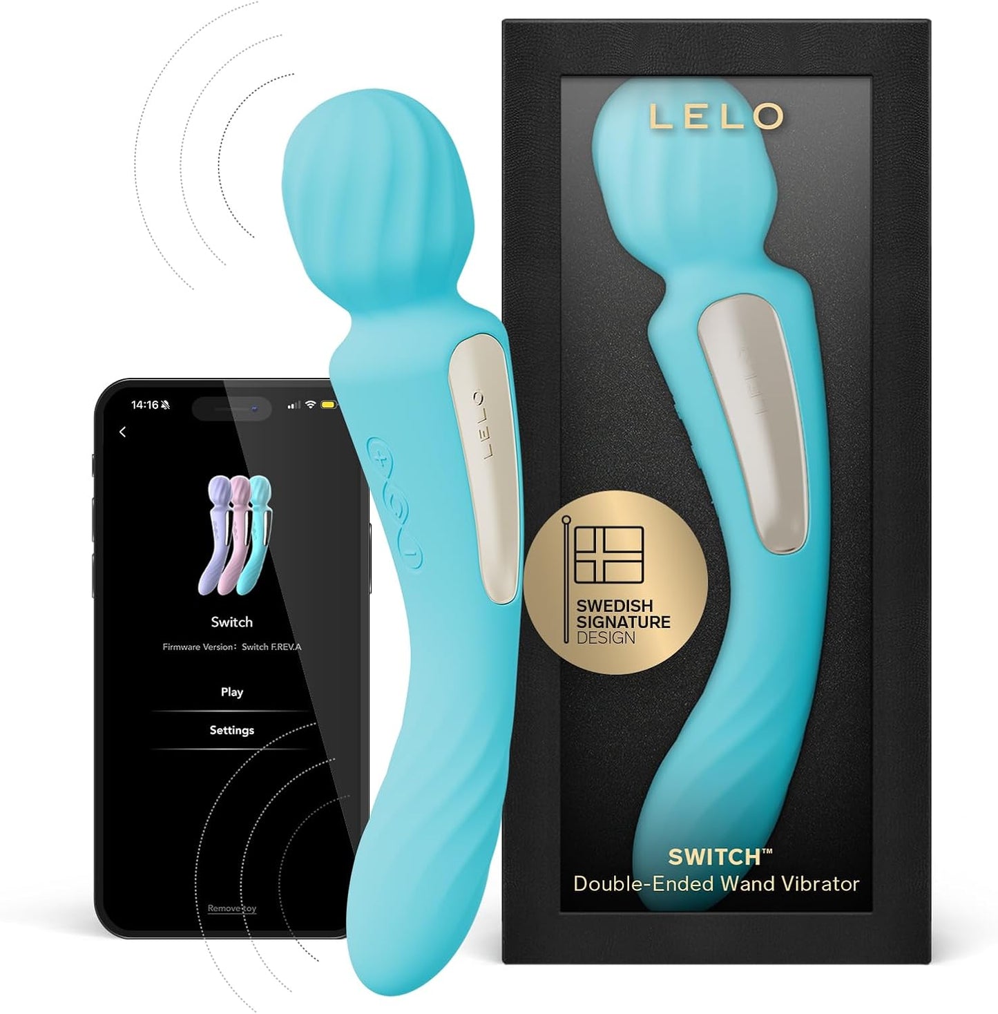 LELO SWITCH Dual-Ended Wand Vibrator - Aqua