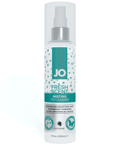 JO Fresh Scent misting toy cleaner bottle on a white background