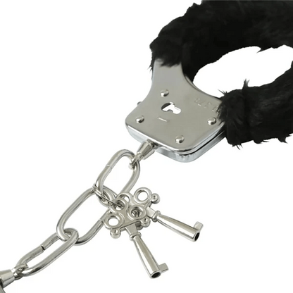 Sex & Mischief - Furry Handcuffs: Black - PlayLoveToys