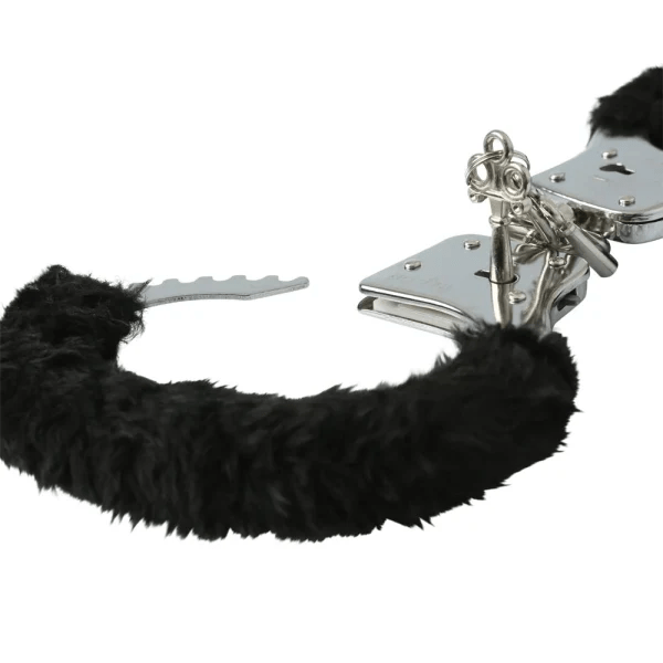 Sex & Mischief - Furry Handcuffs: Black - PlayLoveToys