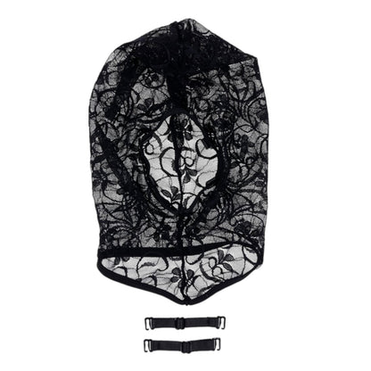 Sex & Mischief Lace Hush Hood - Black Sheer Floral