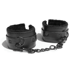 Sex & Mischief Shadow Fur Handcuffs - Vegan Leather BDSM Restraints